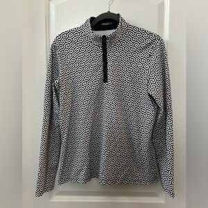 J McLaughlin Size Large Black & White Quarter-Zip Long Sleeve Shirt/Jacket